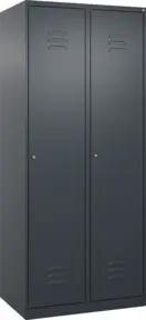 C+P Spind Classic PLUS, 2 Abteile, 1850x800x500mm, 7016/7016 Verschluss Zylinderschloss 4 Garderobenhaken Trennwand mittig