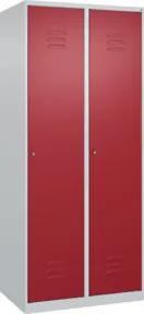 C+P Spind Classic PLUS, 2 Abteile, 1850x800x500mm, 7035/3003 Verschluss Zylinderschloss 4 Garderobenhaken Trennwand mittig