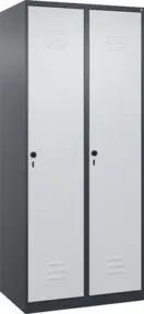 C+P Spind Classic PLUS, 2 Abteile, 1850x800x500mm, 7016/7035 Verschluss Sicherheits-Drehriegel 4 Garderobenhaken Trennwand mittig