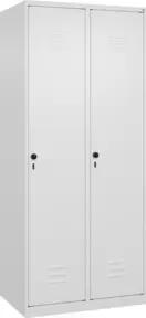 C+P Spind Classic PLUS, 2 Abteile, 1850x800x500mm, 9016/9016 Verschluss Sicherheits-Drehriegel 4 Garderobenhaken Trennwand mittig