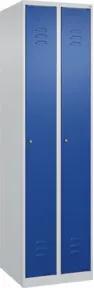 C+P Spind Classic PLUS, 2 Abteile, 1850x500x500mm, 7035/5010 Verschluss Zylinderschloss 3 Garderobenhaken