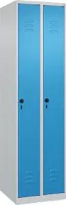C+P Spind Classic PLUS, 2 Abteile, 1850x500x500mm, 7035/5012 Verschluss Sicherheits-Drehriegel 3 Garderobenhaken
