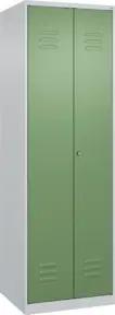 C+P Schwarz-Weiß-Spind Classic PLUS, 2 Abteile, 1850x600x500mm, 7035/6011 Verschluss Zylinderschloss