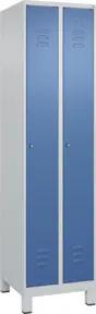 C+P Spind Classic PLUS, Füße, 2 Abteile, 1950x500x500mm, 7035/5023 Verschluss Zylinderschloss 3 Garderobenhaken