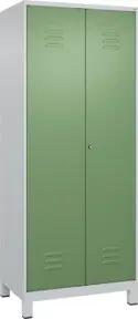 C+P Schwarz-Weiß-Spind Classic PLUS, 2 Abteile, 1850x800x500mm, 7035/6011 Verschluss Zylinderschloss
