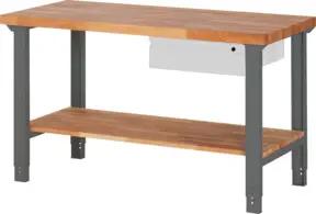 STIER Höhenverstellbare Werkbank Premium mit 1 Schublade und Ablageboden BxTxH 1500x700x790-1140mm