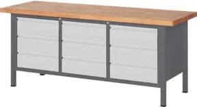 STIER Höhenverstellbare Werkbank Premium mit 9 Schubladen BxTxH 2000x700x840-1040mm
