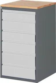 STIER Schubladenschrank Premium mit 6 Schubladen und Buchentop BxTxH 580x650x1035 mm