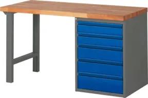 STIER Werkbank Premium mit 5 Schubladen BxTxH 1500x700x840mm anthrazitmetall / RAL5010