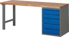 STIER Werkbank Premium mit 5 Schubladen BxTxH 2000x700x840mm anthrazitmetall / RAL5010