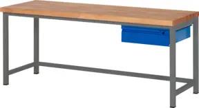 STIER Höhenverstellbare Werkbank Premium mit 1 Schublade BxTxH 2000x700x840-1040mm anthrazitmetall / RAL 5010