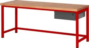 STIER Höhenverstellbare Werkbank Premium mit 1 Schublade BxTxH 2000x700x840-1040mm RAL 3000 / anthrazitmetallic