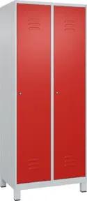 C+P Spind Classic PLUS, Füße, 2 Abteile, 1950x800x500mm, 7035/3020 Verschluss Zylinderschloss 4 Garderobenhaken
