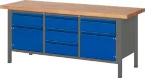 STIER Höhenverstellbare Werkbank Premium mit 5 Schubladen und 2 Flügeltüren BxTxH 2000x700x840-1040mm anthrazitmetall / RAL 5010