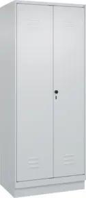 C+P Wäsche-Spind Classic PLUS, Sockel, 2 Abteile, 1950x800x500mm, 7035/7035 Verschluss Sicherheits-Drehriegel Trennwand mittig