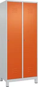 C+P Spind Classic PLUS, Füße, 2 Abteile, 1950x800x500mm, 7035/2004 Verschluss Zylinderschloss 4 Garderobenhaken