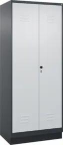 C+P Wäsche-Spind Classic PLUS, Sockel, 2 Abteile, 1950x800x500mm, 7016/7035 Verschluss Sicherheits-Drehriegel Trennwand mittig