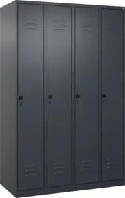C+P Spind Classic PLUS, 4 Abteile, 1850x1200x500mm, 7016/7016 Verschluss Sicherheits-Drehriegel 4 Garderobenhaken Trennwand mittig