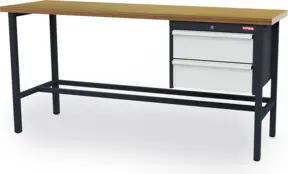 STIER Werkbank mit 2x200 mm Schubladen BxTxH 2000x600x960 mm RAL 7016 / RAL 7035