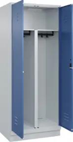 C+P PSA Doppel-Spind Classic PLUS, Sockel, 2 Abteile, 1950x800x500mm, 7035/5023 Verschluss Zylinderschloss