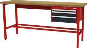 STIER Werkbank mit 1x50, 1x100, 1x150 mm Schubladen BxTxH 2000x600x960 mm RAL 3020 / RAL 7016