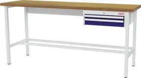 STIER Werkbank mit 1x50, 1x100 mm Schubladen BxTxH 2000x600x960 mm RAL 7035 / RAL 5010