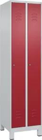 C+P Spind Classic PLUS, Füße, 2 Abteile, 1950x500x500mm, 7035/3003 Verschluss Zylinderschloss 3 Garderobenhaken