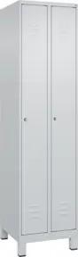 C+P Spind Classic PLUS, Füße, 2 Abteile, 1950x500x500mm, 7035/7035 Verschluss Zylinderschloss 3 Garderobenhaken