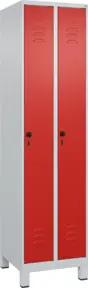 C+P Spind Classic PLUS, Füße, 2 Abteile, 1950x500x500mm, 7035/3020 Verschluss Sicherheits-Drehriegel 3 Garderobenhaken
