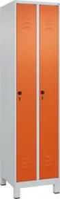 C+P Spind Classic PLUS, Füße, 2 Abteile, 1950x500x500mm, 7035/2004 Verschluss Sicherheits-Drehriegel 3 Garderobenhaken
