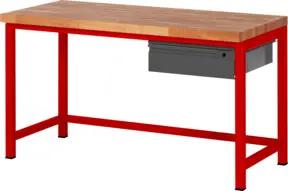STIER Höhenverstellbare Werkbank Premium mit 1 Schublade BxTxH 1500x700x840-1040mm RAL 3000 / anthrazitmetallic
