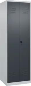 C+P Schwarz-Weiß-Spind Classic PLUS, 2 Abteile, 1850x600x500mm, 7035/7016 Verschluss Sicherheits-Drehriegel