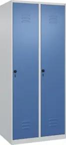 C+P Spind Classic PLUS, 2 Abteile, 1850x800x500mm, 7035/5023 Verschluss Sicherheits-Drehriegel 4 Garderobenhaken Trennwand mittig