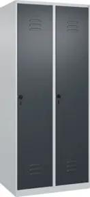 C+P Spind Classic PLUS, 2 Abteile, 1850x800x500mm, 7035/7016 Verschluss Sicherheits-Drehriegel 4 Garderobenhaken Trennwand mittig