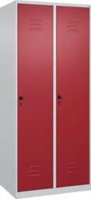 C+P Spind Classic PLUS, 2 Abteile, 1850x800x500mm, 7035/3003 Verschluss Sicherheits-Drehriegel 4 Garderobenhaken Trennwand mittig