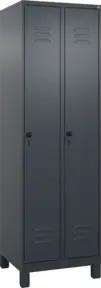 C+P Spind Classic PLUS, Füße, 2 Abteile, 1950x600x500mm, 7016/7016 Verschluss Sicherheits-Drehriegel 3 Garderobenhaken