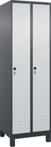 C+P Spind Classic PLUS, Füße, 2 Abteile, 1950x600x500mm, 7016/7035 Verschluss Sicherheits-Drehriegel 3 Garderobenhaken