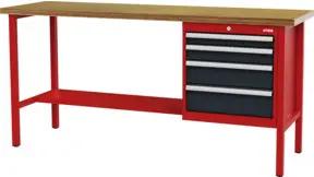 STIER Werkbank mit 4 Schubladen BxTxH 2000x600x960 mm RAL 3020 / RAL 7016
