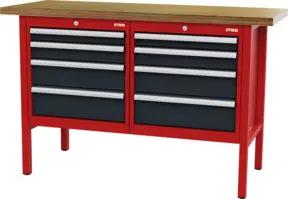 STIER Werkbank mit 8 Schubladen BxTxH 1500x600x960 mm RAL 3020 / RAL 7016