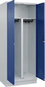 C+P PSA Doppel-Spind Classic PLUS, Sockel, 2 Abteile, 1950x800x500mm, 7035/5010 Verschluss Zylinderschloss