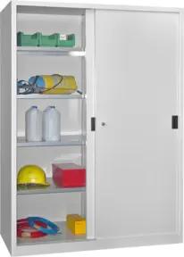 Pavoy Schiebetürenschrank H1950 x B1500 x T500, Böden verzinkt, Korpus / Front Lichtgrau