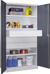 Pavoy Schwerlastschrank H1950 x B1040 x T630, 3 Böden, Schubladen: 3x175, Korpus Lichtgrau / Front Anthrazitgrau
