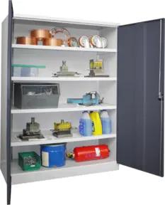 Pavoy Schwerlastschrank H1950 x B1470 x T630, 4 Böden, Korpus Lichtgrau / Front Anthrazitgrau