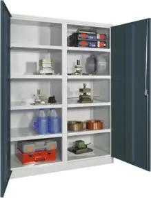 Pavoy Schwerlastschrank H1950 x B1470 x T630, 8 Böden, Korpus Lichtgrau / Front Anthrazitgrau