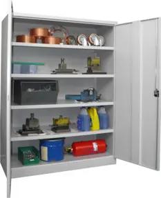 Pavoy Schwerlastschrank H1950 x B1470 x T630, 4 Böden, Korpus / Front Lichtgrau
