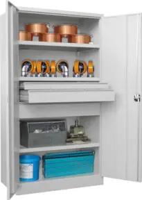 Pavoy Schwerlastschrank, 3 Fachböden a 200 kg, 3 Schubladen, RAL 7035