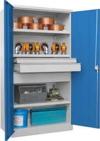 Pavoy Schwerlastschrank, 3 Fachböden a 200 kg, 3 Schubladen, RAL 7035/5012
