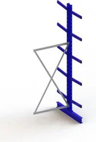 Meta Kragarmregal Anbau IPE140 doppelseitig 3000 x 1000 x 1000 mm Enzianblau + 10 Armen je Ständer