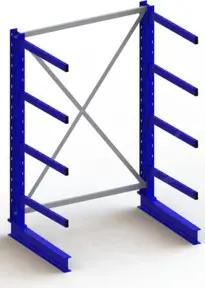 Meta Kragarmregal Grundregal IPE140 einseitig 2000 x 1300 x 800 mm Enzianblau + 4 Kragarmen je Ständer