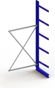 Meta Kragarmregal Anbau IPE140 einseitig 3000 x 1300 x 800 mm Enzianblau + 5 Armen je Ständer